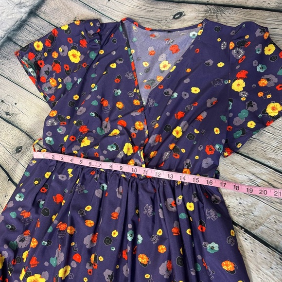 BloomChic Poppy Flowers Floral V-Neck Floral A-Line Flutter Sleeves Dress Sz 12 - Picture 5 of 8